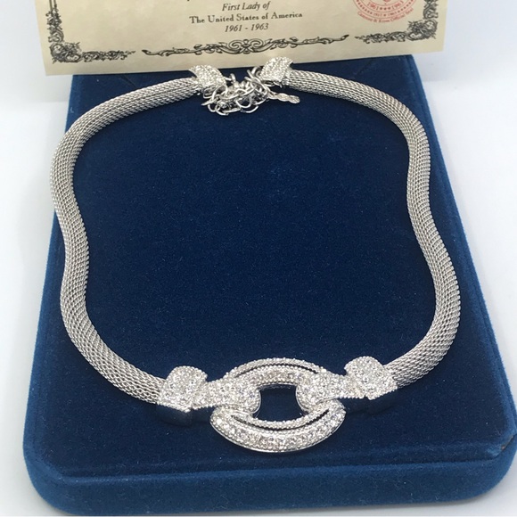 Camrose & Kross Rhodium Plated Mesh Necklace With Crystal JBK - Picture 3 of 9